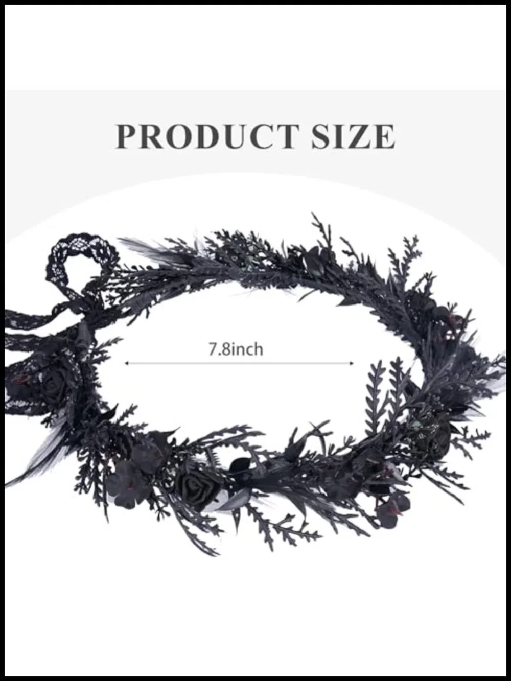 Gothic Floral Headband with Feathers for Renaissance Witch Costume